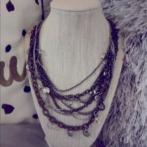 Lia Sofia wayfarer multi chain convertible necklace crystal silver bling
